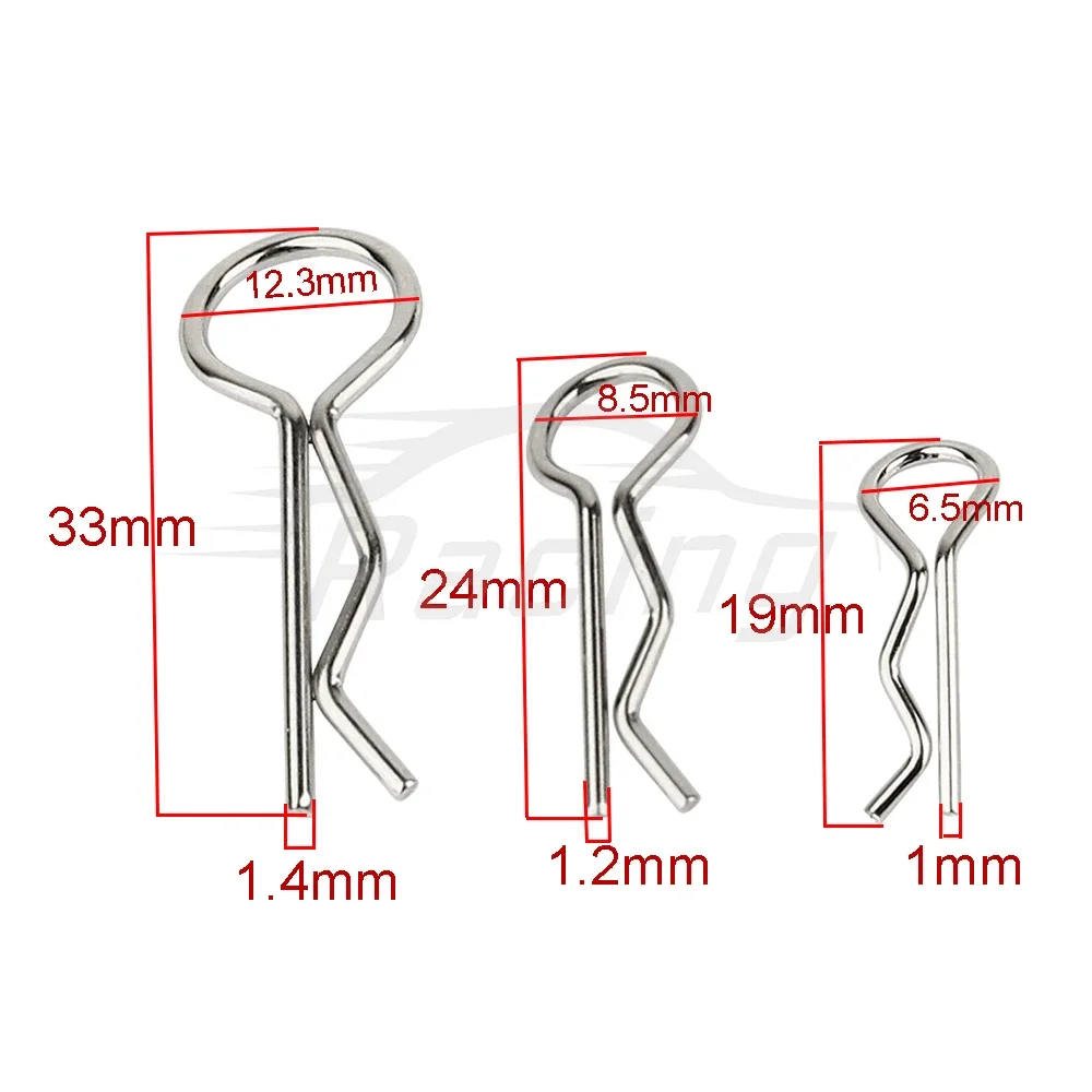 20/50 1/8 1/10 1/12 1/14 1/16 1/18 RC Car Body Shell R Clips Bodyshell Pin Metal Body Shell Clip Pin Buggy camión accesorios de juguete