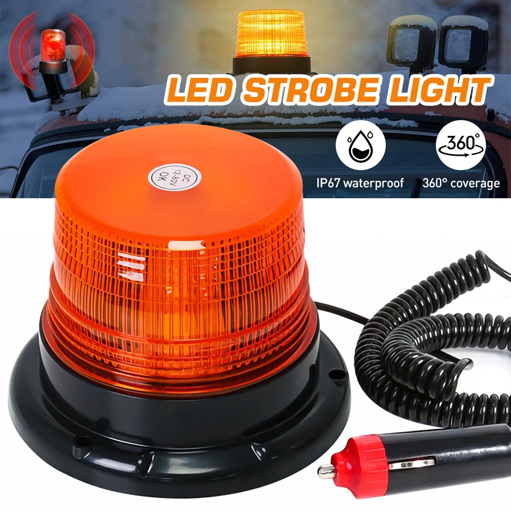 LED-Rotationsleuchte, 12–24 V Volt, Magnet-Warnleuchte, Blitzlicht, drehbares Leuchtfeuer