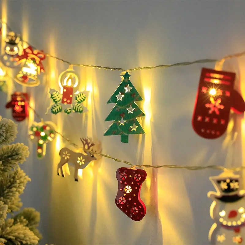 Świąteczne oświetlenie LED String Santa Claus Elk Snowman Xmas Ornament String Light Dekoracje świąteczne 2023 Nowy Rok Navidad Gift