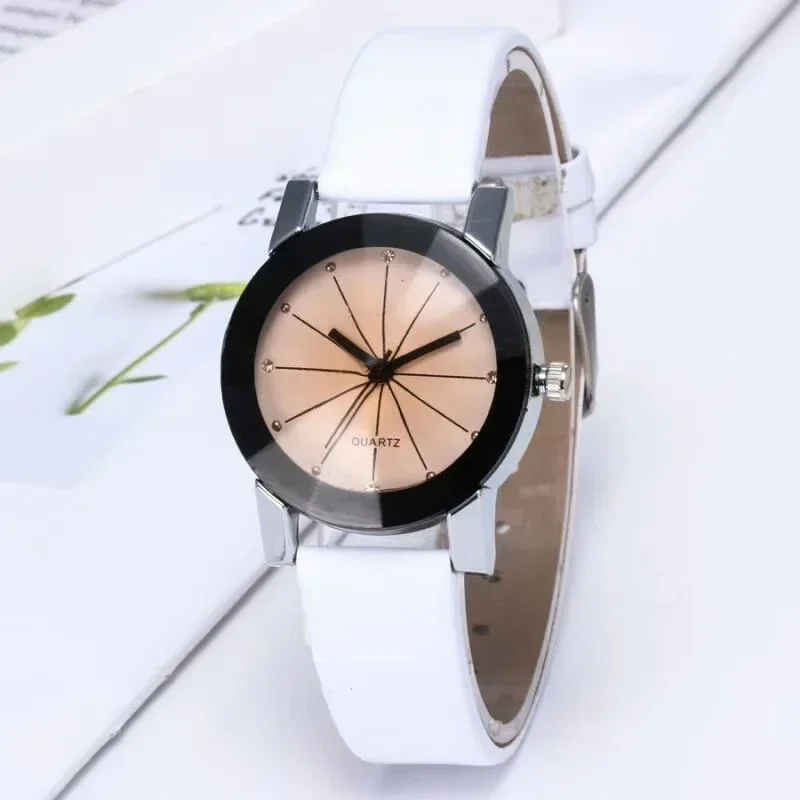 ทนทานคู่คนรักนาฬิกาควอตซ์นาฬิกาหนัง PU นาฬิกาข้อมือ Reloj นาฬิกาผู้หญิงผู้ชายแฟชั่นหรูหราของขวัญ ...