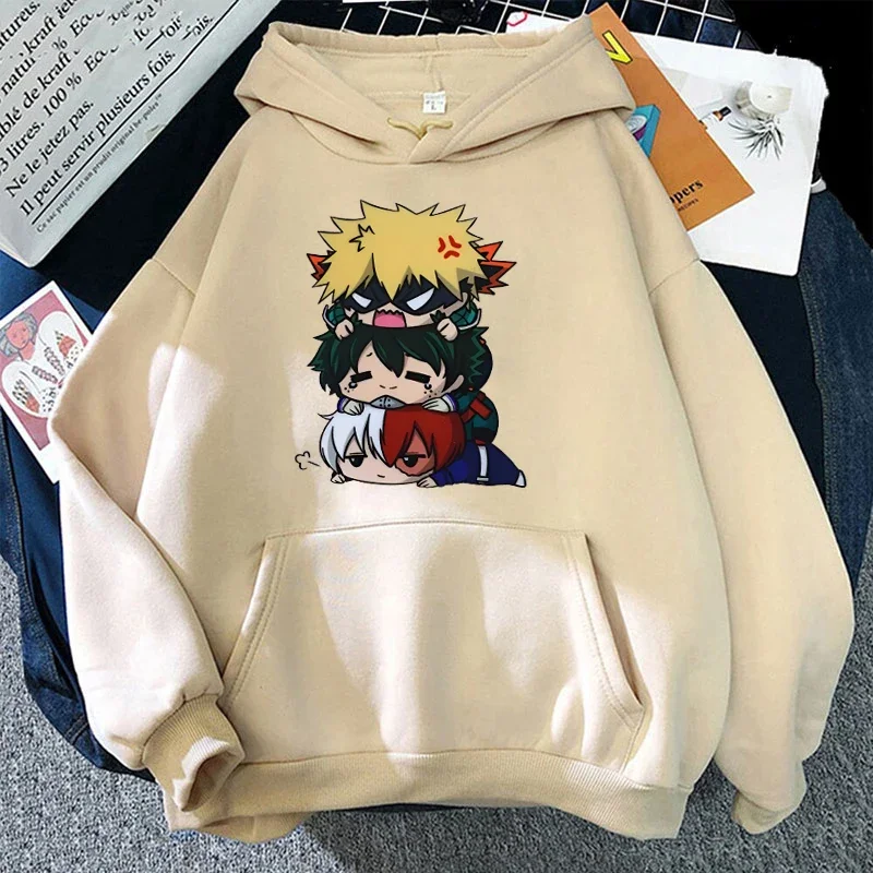 Sudaderas con capucha de dibujos animados de My Hero Academia Anime Deku Bakugou Katsuki Todoroki Shoto Sudadera con capucha estampada Otoño Invierno Jersey con capucha