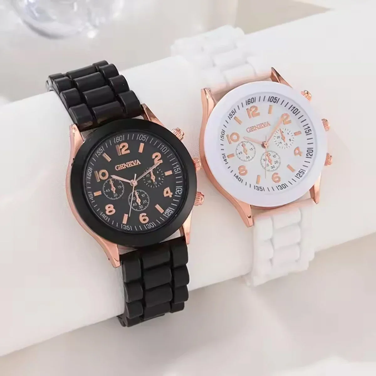 Relógios femininos da moda casual pulseira de silicone relógio analógico de quartzo (sem caixa)