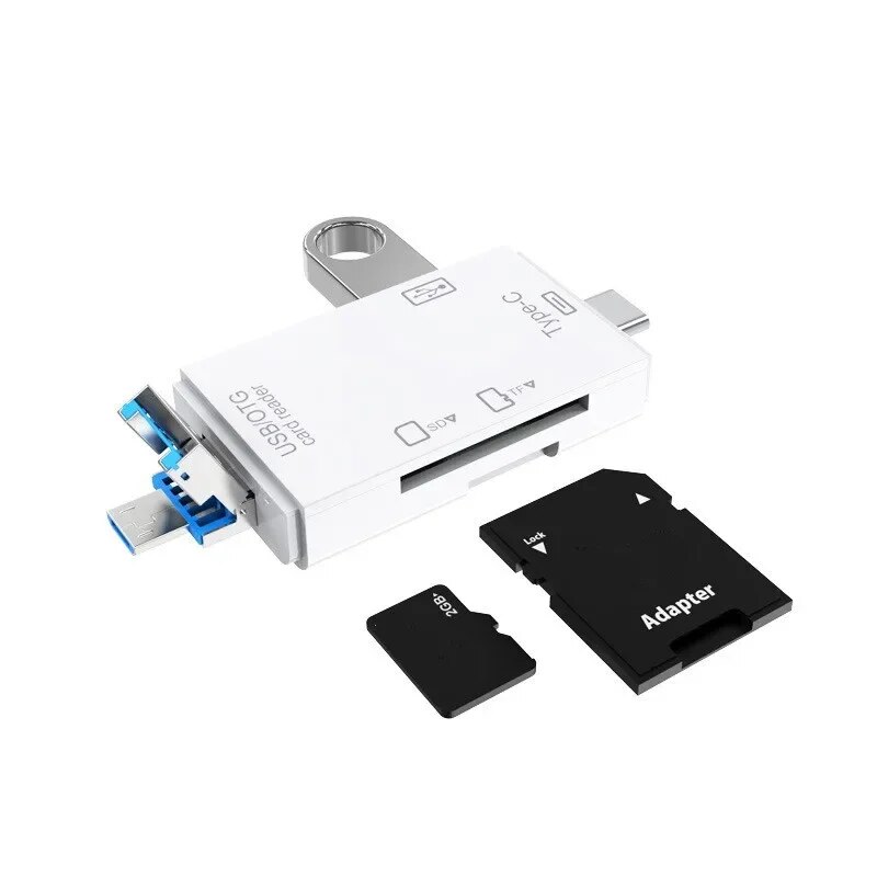 6 in 1 Type C Micro USB Draagbare SD Geheugenkaartlezer Hoge snelheid Transmissie Adapter voor PC & Laptop