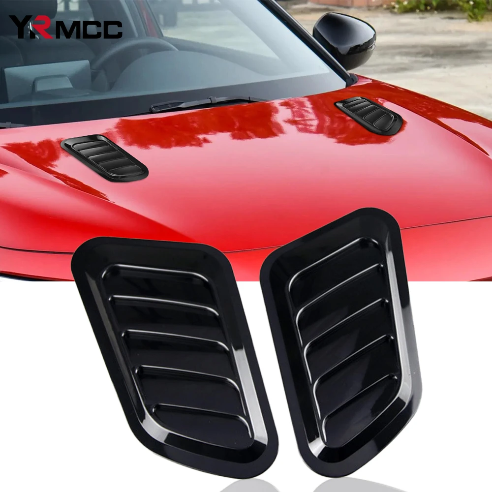 2 pçs universal capô de ajuste do carro fibra carbono fluxo ar entrada decoração capô colher capô ventilação capa adesivos decoração estilo