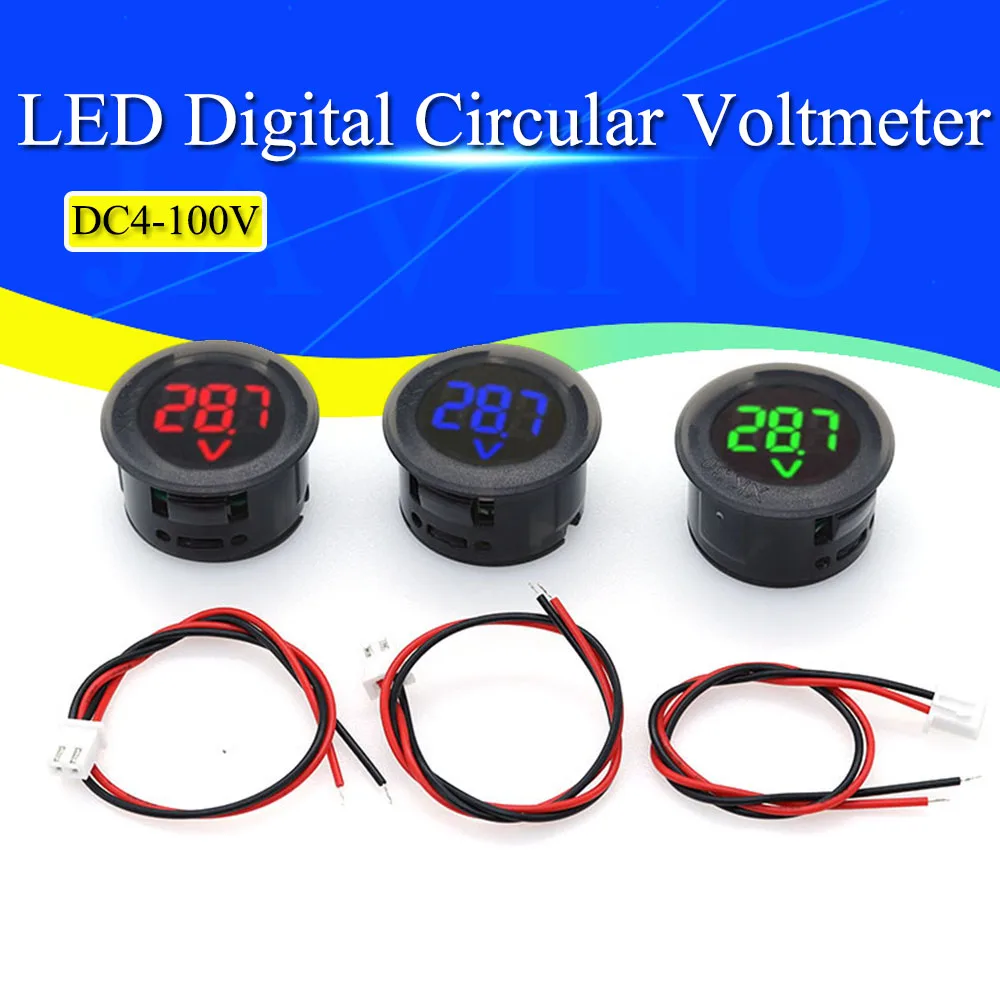 Javino DC 4-100V LED Digital Display Circular Two-wire Voltmeter DC Digital Voltmeter Head Display Reverse Connection Protection