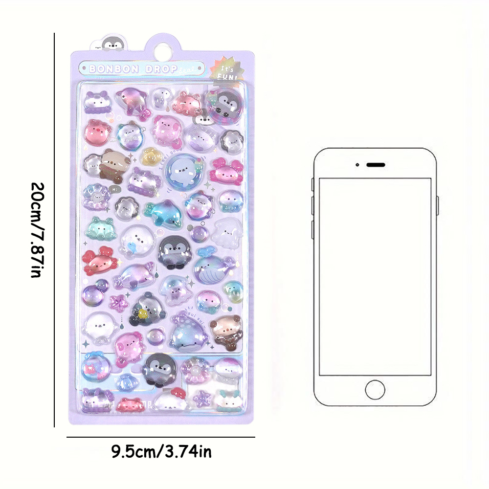 Creative Candy Ghost Rabbit Drop 3D Relief Stickers Scrapbooking Diy Diary Stationery Sticker Decor Cute Aesthetic Stickers