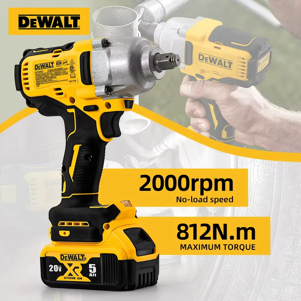 Dewalt dcf892 chave de impacto elétrica sem fio sem escova 1/2 "compatto ajuste de três velocidades canhão pneumático remoção de pneus