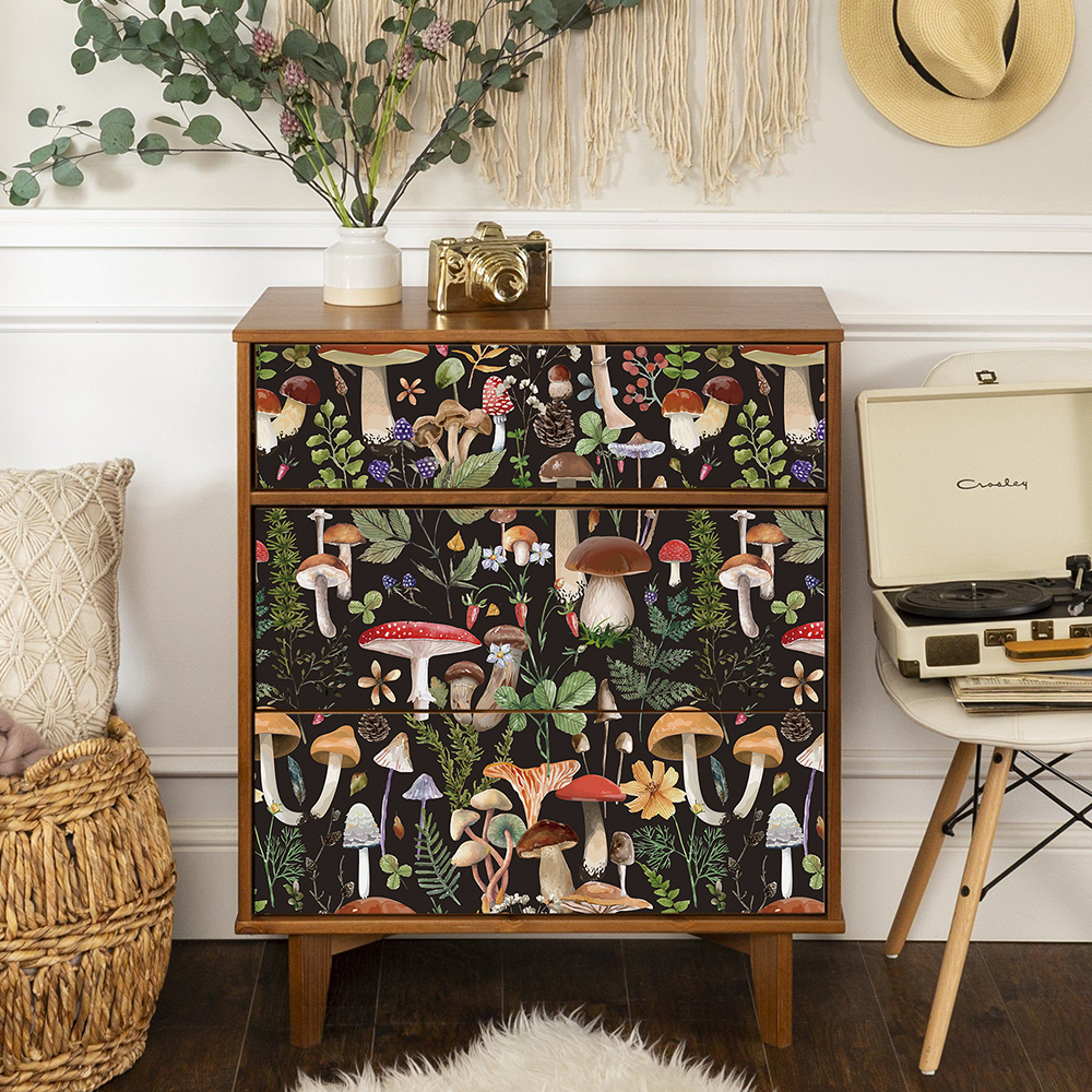 Милые обои с грибами, самоклеящиеся водонепроницаемые обои из ПВХ, современные наклейки на мебель, украшение для спальни, дома