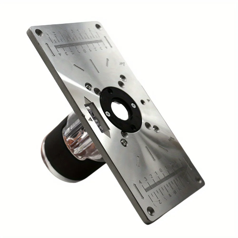 Mesa enrutadora de aluminio, placa de inserción para bancos de carpintería, placa enrutadora, herramientas de madera, fresadora y recortadora con anillos