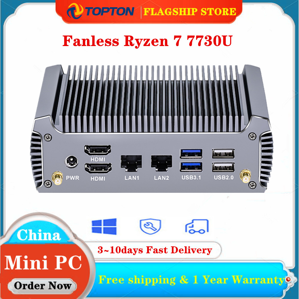 Topton Quạt Không Cánh AMD Mini PC Ryzen 7 4700U 4500U Windows 11/10 Barebone Máy Tính 4K Dual HD HTPC Chơi Game máy Tính WiFi6 BT5.2