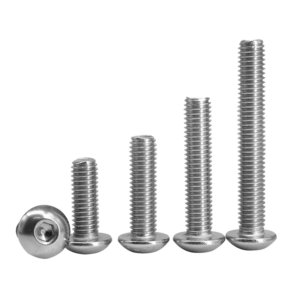 Tornillo hexagonal de acero inoxidable ISO7380 M2 M2.5 M3 M4 M5 M6 M8 M10 M12 Hexagonal 304 SS perno Allen rosca máquina tornillos de Metal