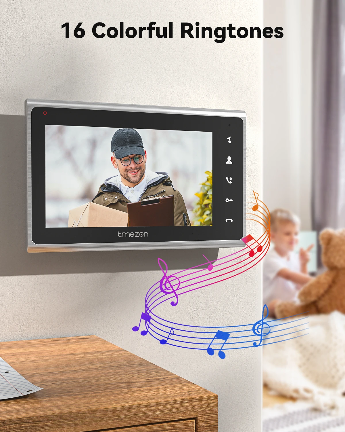 TMEZON Sistema de intercomunicação com campainha de vídeo porteiro de 2 fios, monitor de 7 polegadas com campainha com fio, botão de toque, sem slot para cartão SD