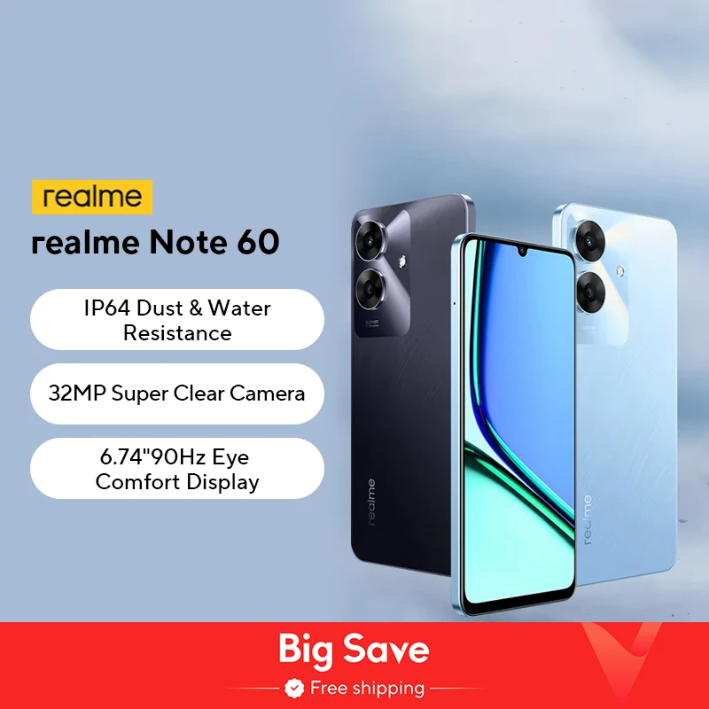 [In Stock] realme Note 60 Smartphone 32MP Camera 6.74'' 90Hz Display 5000mAh Battery 128GB IP64 Powerful Octa-core Chipset