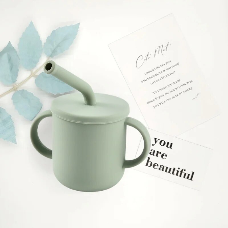 Copos de silicone para bebês e crianças pequenas, Copos de água potável, Copos de ouvido duplo