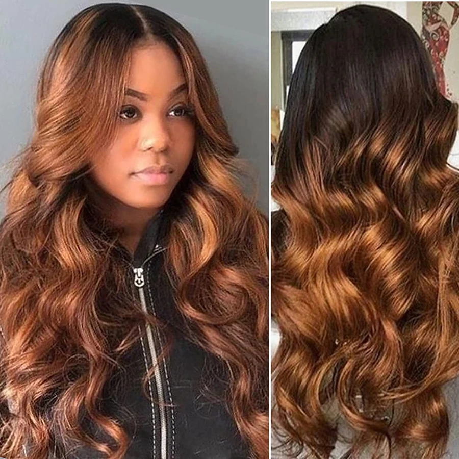 Ombre mel loira perucas dianteiras do laço 13x4 peruca frontal do laço loira 4x4 onda do corpo fechamento peruca ombre perucas de cabelo humano para mulher 180%