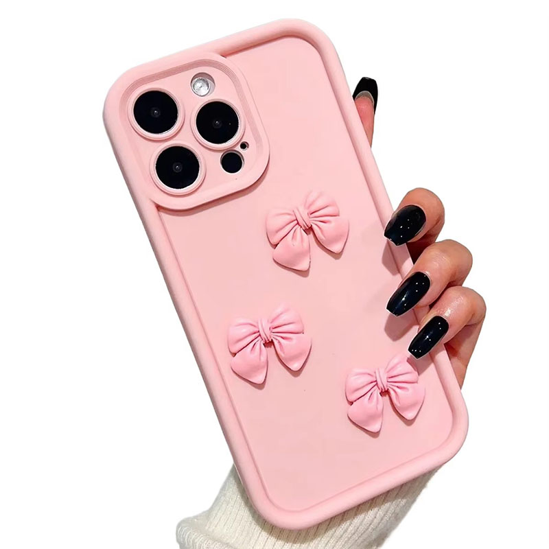 Funda de teléfono suave de silicona con forma de mariposa rosa 3D para iPhone 16 15 14 13 12 11 Pro Max XS XR X 7 8 Plus SE cubierta de caramelo a prueba de golpes