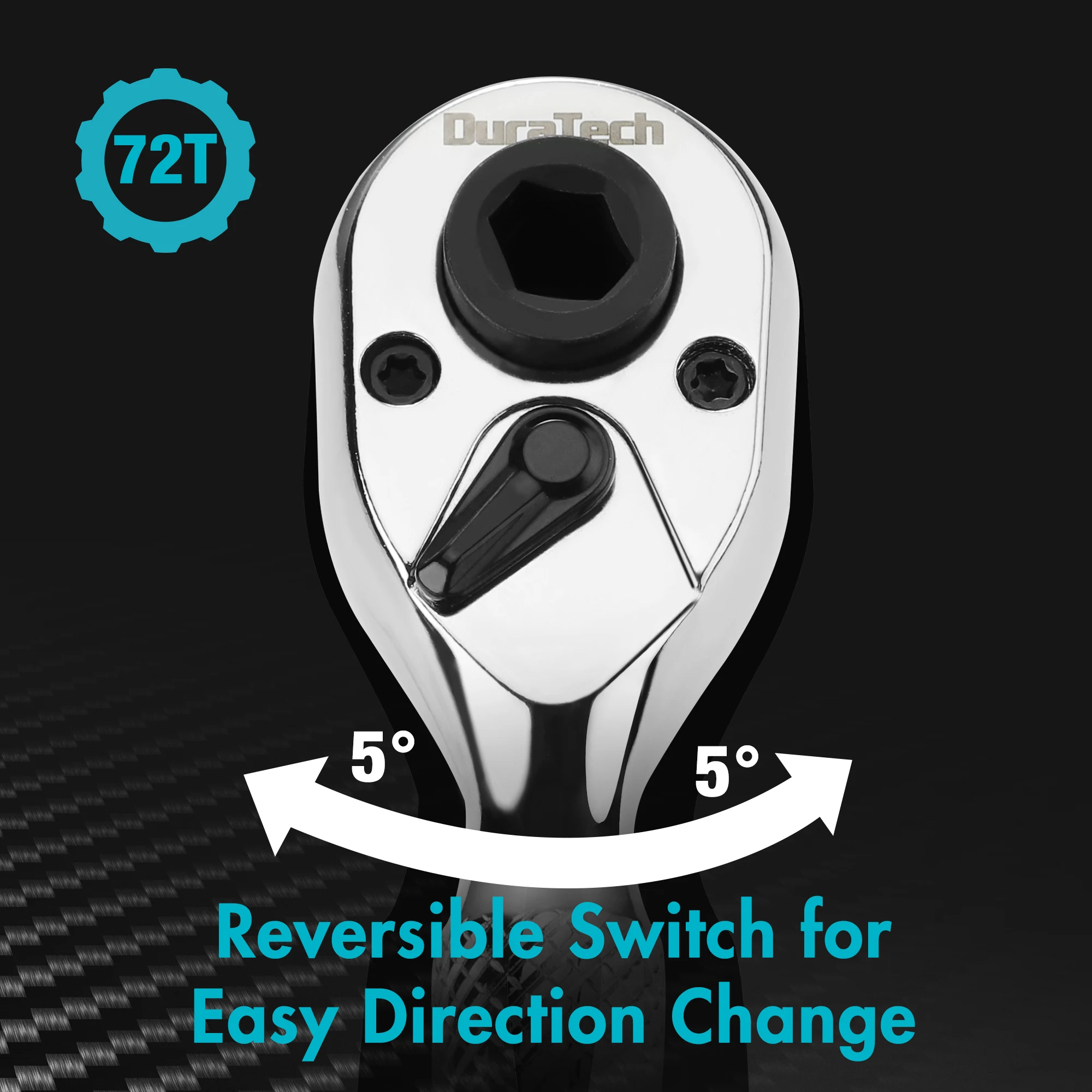 Duratech 2-in-1 Mini Dual Head Stubby Ratchet Handle 1/4'' Drive Finger Ratchet Spanner Two Screwdriver Bits Repair Hand Tool