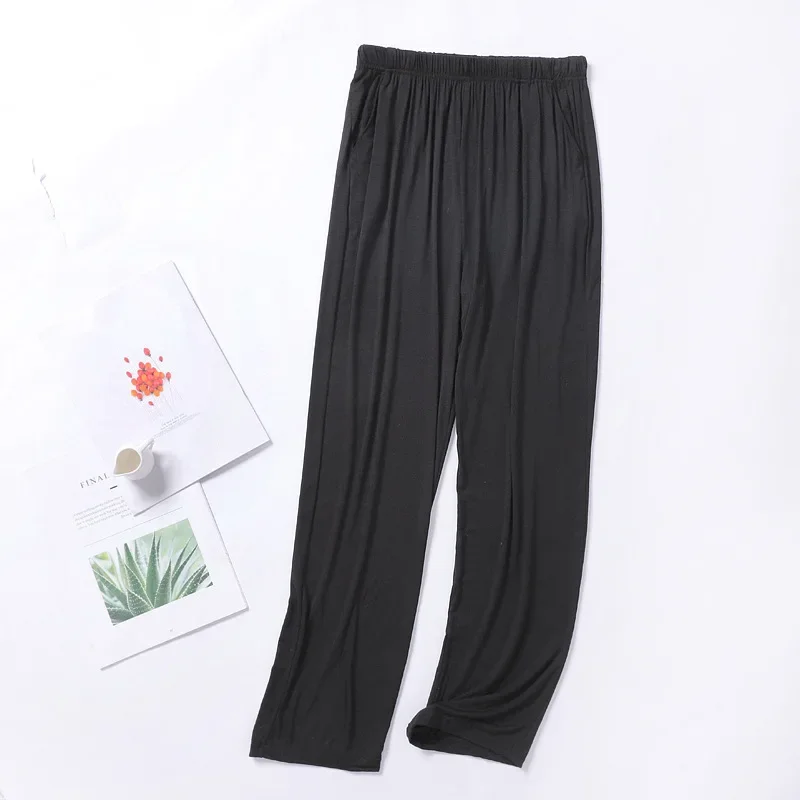 Pantalones de pijama de Modal para hombre, ropa de casa fina para primavera y verano, pantalones largos, pantalones de casa para hombre, pantalones de dormir a prueba de mosquitos de talla grande