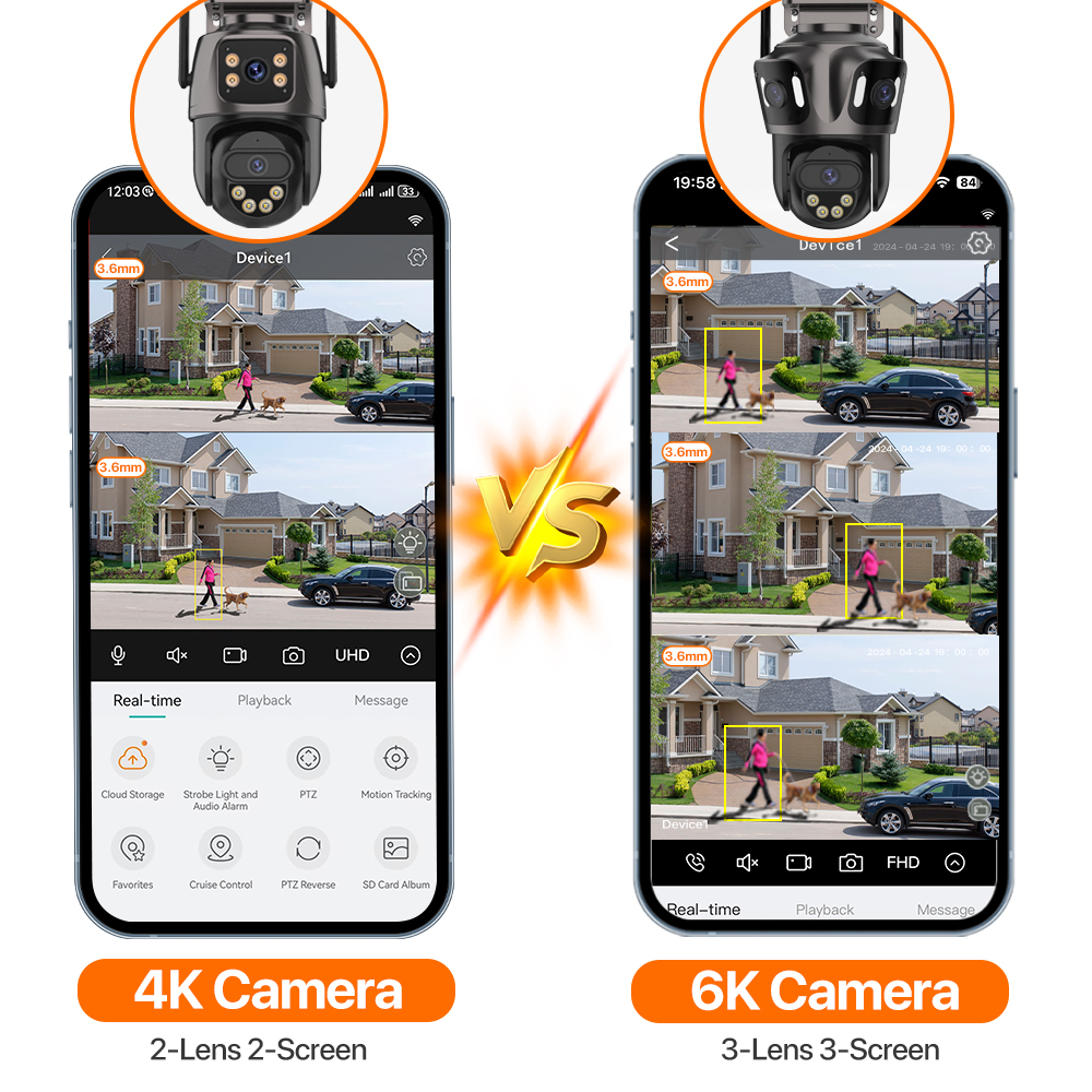 6K HD Outdoor Wifi PTZ-camera Drie lenzen 4K Dual Screen IP-camera Auto Tracking Kleur Nachtvideobewaking CCTV P2P iCsee