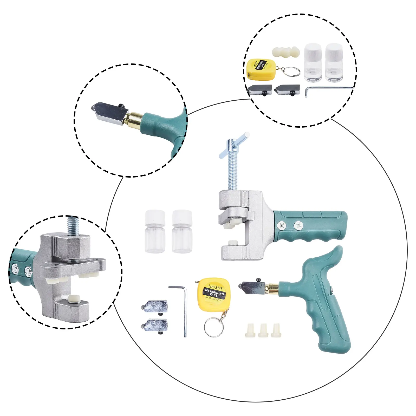 타일 ​​유리 다기능 커터 세트 세라믹 바닥 및 도자기 커터 유리 절단 도구 절단을위한 세라믹 절단 Scratcher