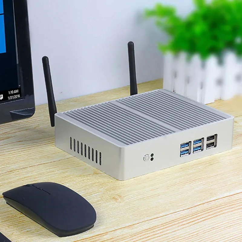 Helorpc Mini PC Industrial com Inter Core i5-5200U Suporte Windows10 Linux Pfense com 4xUSB3.0 4xUSB2.0 1xHDMI 1xVGA Computador