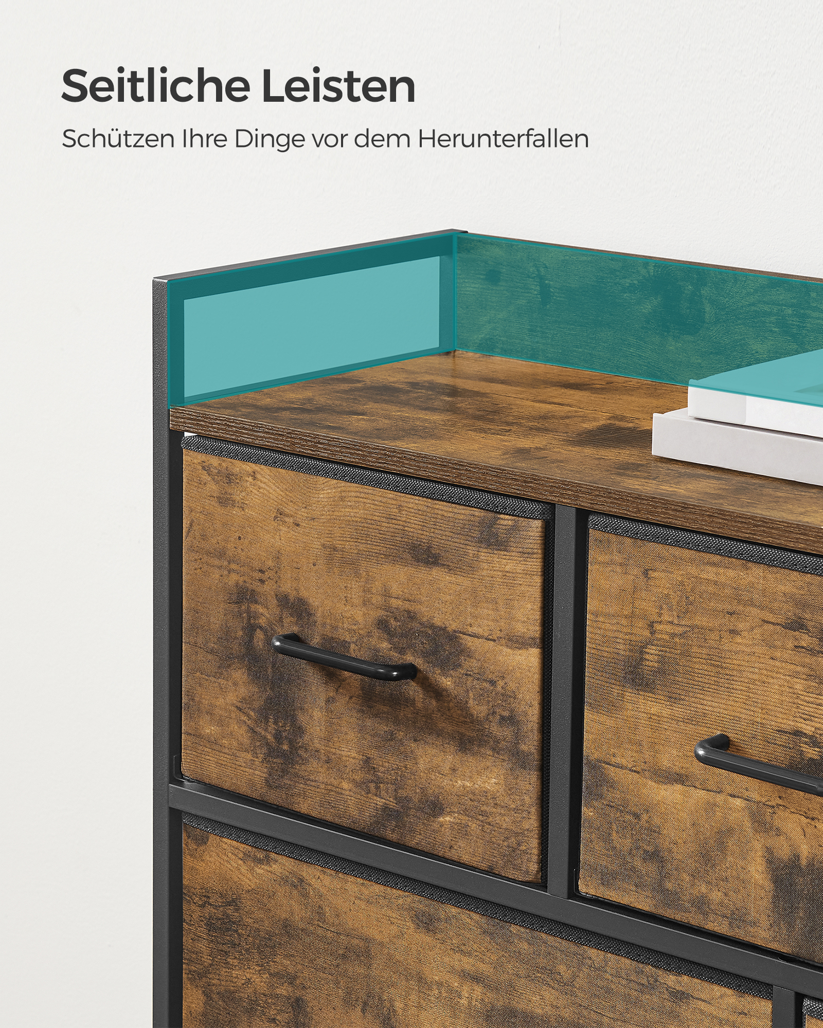 Songmics 7 Laden Industriële Stijl Metalen Frame Dressoir
