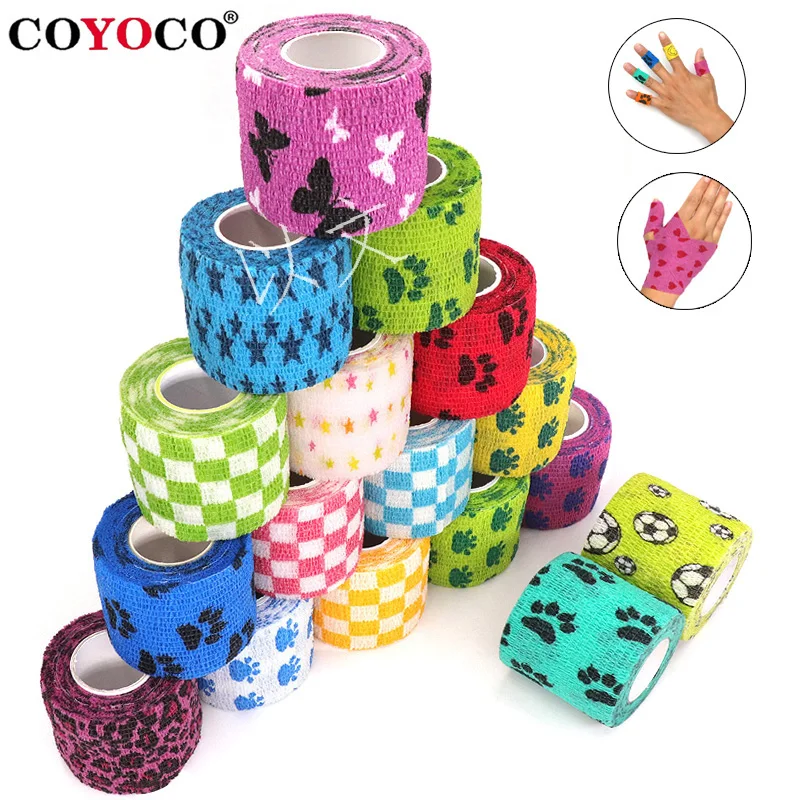 1 Pcs In Y Tế Tự Dính Băng Đàn Hồi 4.8M Thể Thao Đầy Màu Sắc Bọc Băng Cho Ngón Tay Doanh Đầu Gối Viện Trợ Đầu Tiên kit Pet Băng