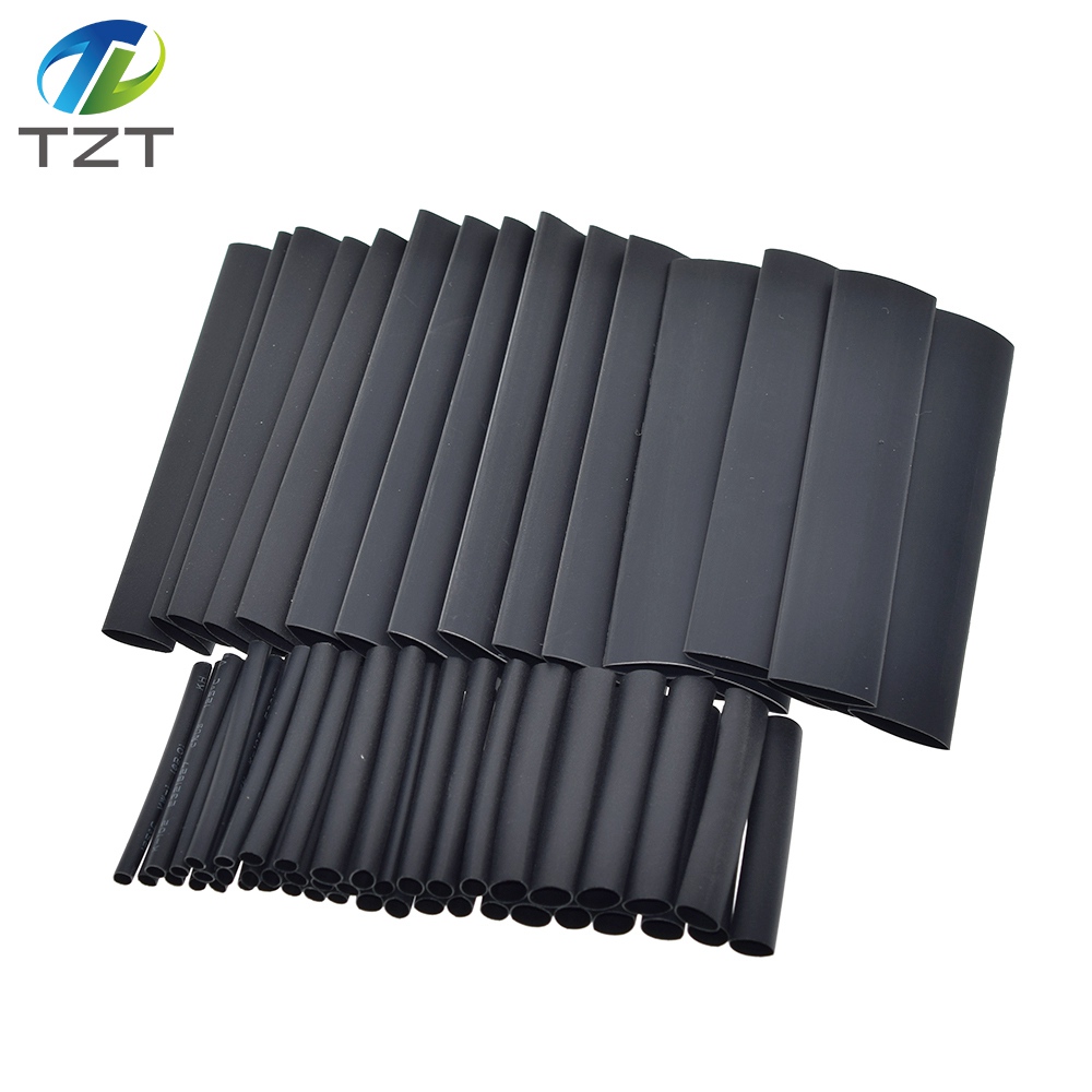 TZT 127 Stück/Set verschiedene Schrumpfschläuche, schwarze Drahtwicklung, elektrische Isolierung, Kabelhülse, 2–13 mm