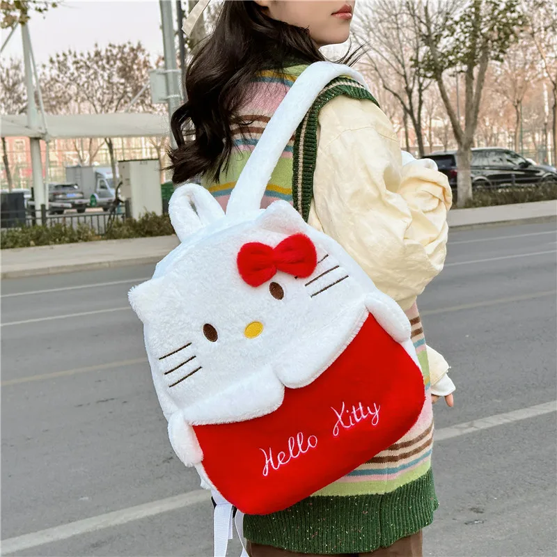 Pluszowy plecak Kuromi & Cinnamoroll, miękki, uroczy kreskówkowy design, przestronny plecak na co dzień do szkoły, podróży i codziennego użytku