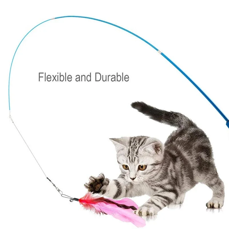 Juego de juguetes de plumas para gatos de repuesto, cabezal de repuesto de plumas, palo retráctil para gatos, productos para gatos, 11 Uds.
