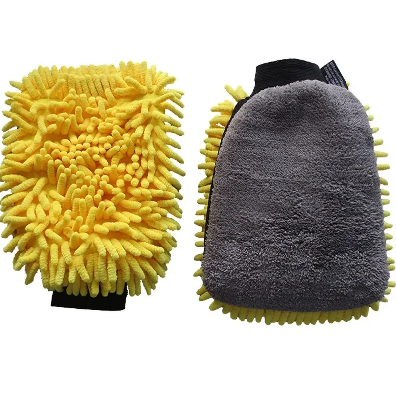 Luva de lavagem de carro coral luva macia anti-risco para lavagem de carro multifuncional luva de limpeza grossa cera de carro detalhando escova