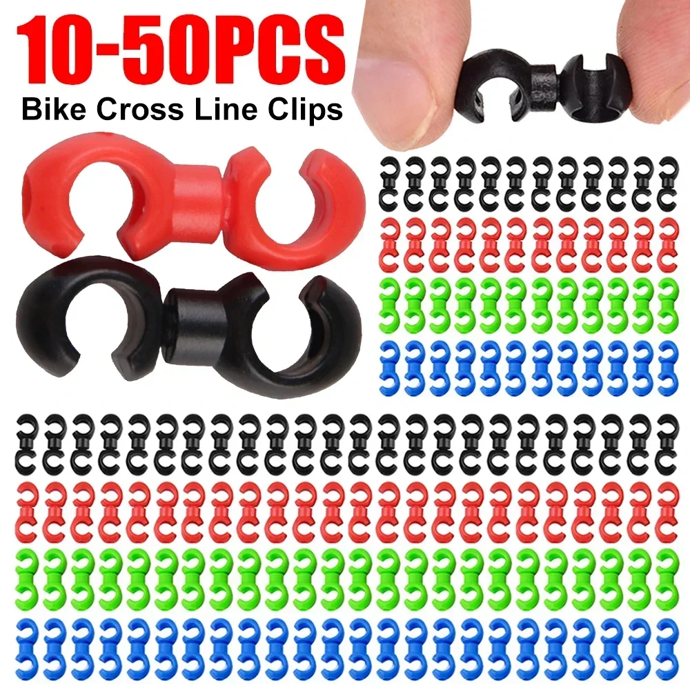 10-50 pcs Rotatable Bicycle Cable Clips - MTB Derailleur Shift Line Pipe Buckles for Bike Organization