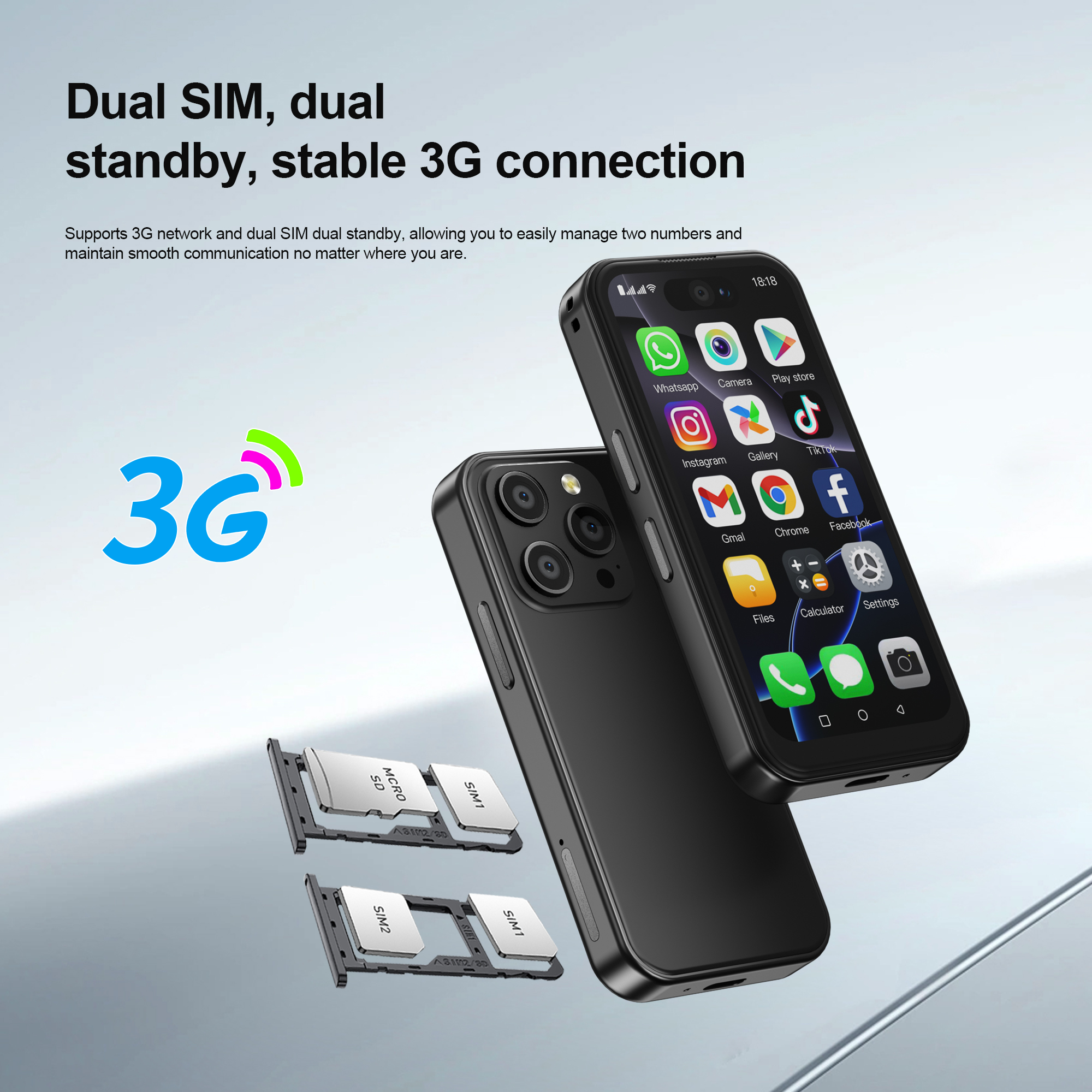 SERVO 16PRO Mini Smartphone 3G 3.75" Full Screen Dual SIM Dual Camera 1GB+16GB WiFi GPS Play Store Android 8.1 Small Smart Phone