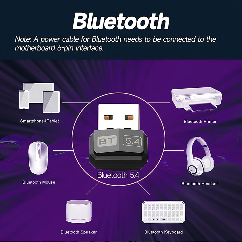 Bluetooth 5.4 Adapter PC/Laptop USB Bluetooth Empfänger Dongle Drahtlose Computer Adapter Für Maus Tastatur Win10/11 Fahrer freies