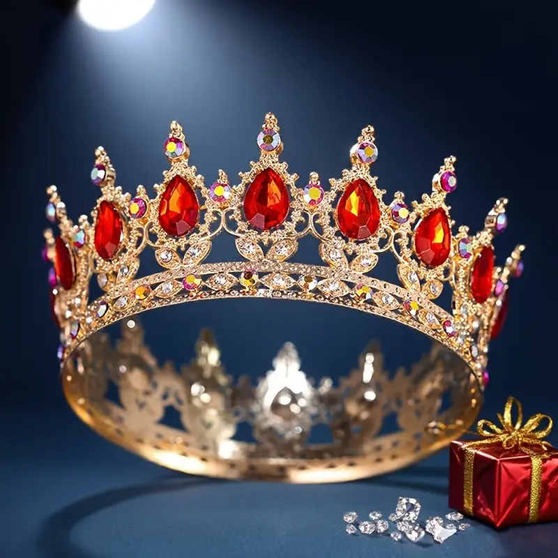 Couronne baroque de luxe en strass, ronde et élégante, accessoire de mariage, robe de soirée, couvre-chef