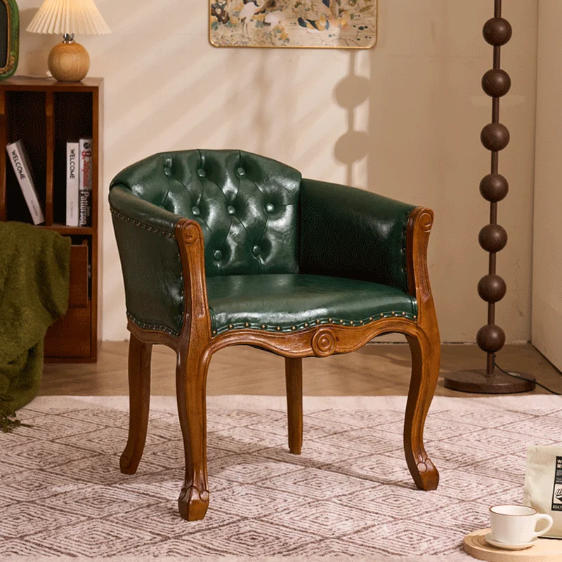 Silla de sofá de ocio, silla de comedor antigua de madera maciza, silla de comedor de hotel europeo, sofá de ocio para sala de estar, personalización de soporte