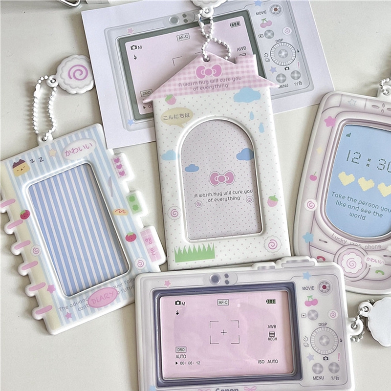 Coreano ins bonito câmera telefone design ídolo titular do cartão menina photocard titular mangas protetoras coletar pingentes presente