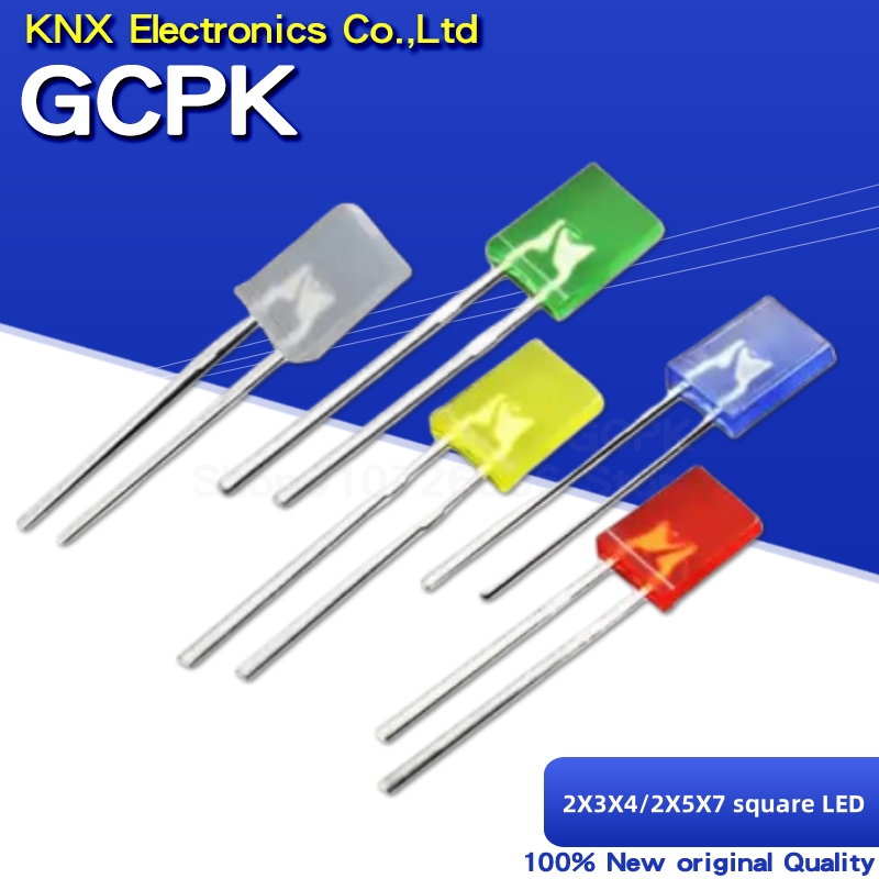 100 Stück LED-Leuchtdiode 2x3x42x5x7 quadratische LED 3mm 5mm Farbe blau/rot/grün/weiß/gelb/orange