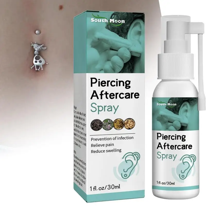 Spray de cuidado posterior para Piercing, solución de limpieza efectiva para pendientes, suministros de limpieza para limpiar y calmar la hinchazón de la piel irritada