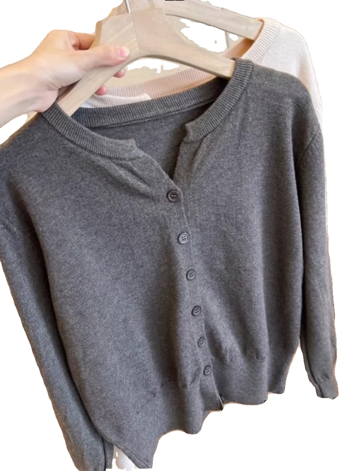 Cardigan de Lã Tricotado io e gável à Pele, Solto, Curto, Decote em V, Estilo Coreano, Jaqueta de Suéter Primavera 2024...