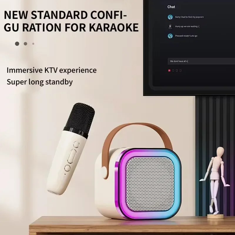 K12 Draadloze microfoon Karaoke Machine Bluetooth-luidspreker KTV HIFI Stereogeluid RGB Kleurrijke LED-verlichting voor buitenhuisfeest