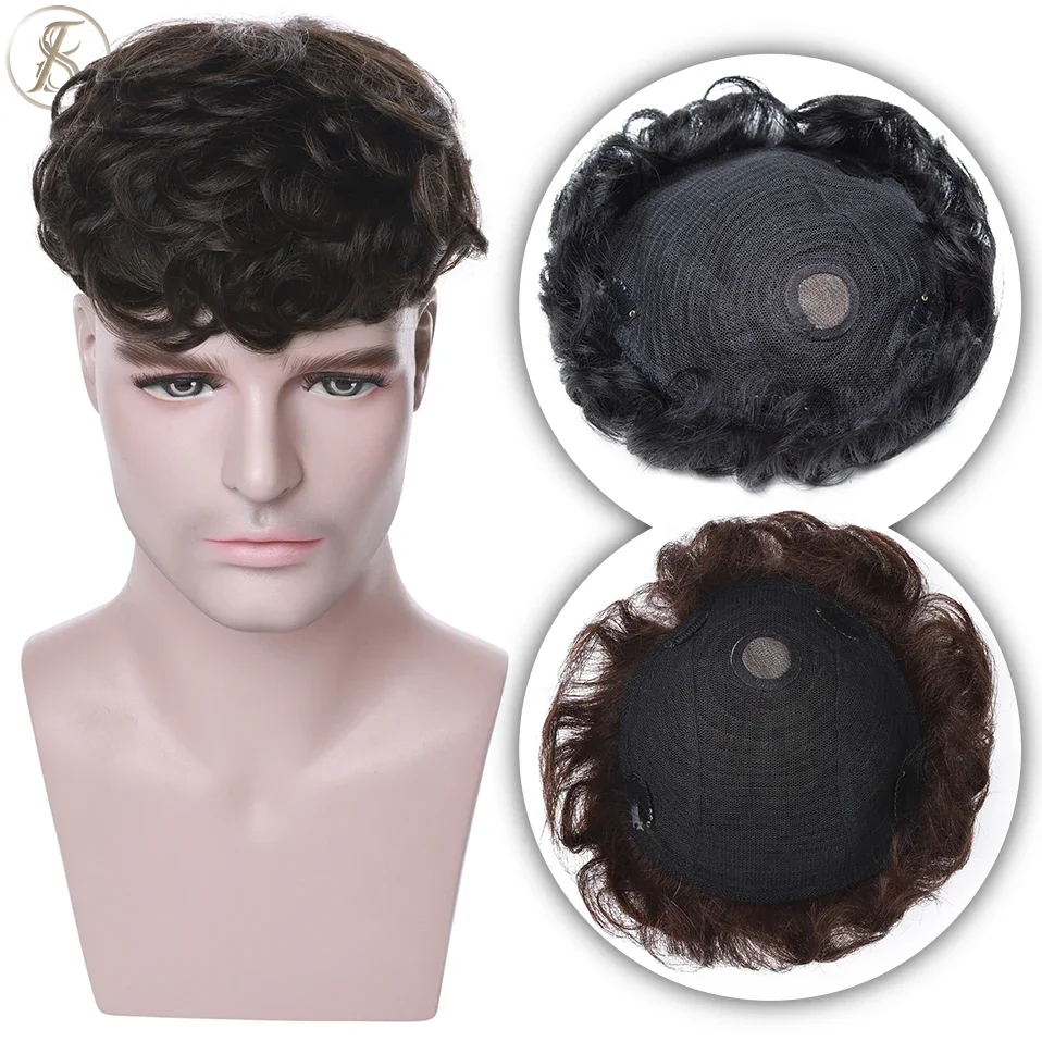 Tess cabelo humano 16x19cm masculino peruca clipe em extensões de cabelo topper sistema de substituição 4 Polegada prótese capilar 35g peruca de cabelo masculino