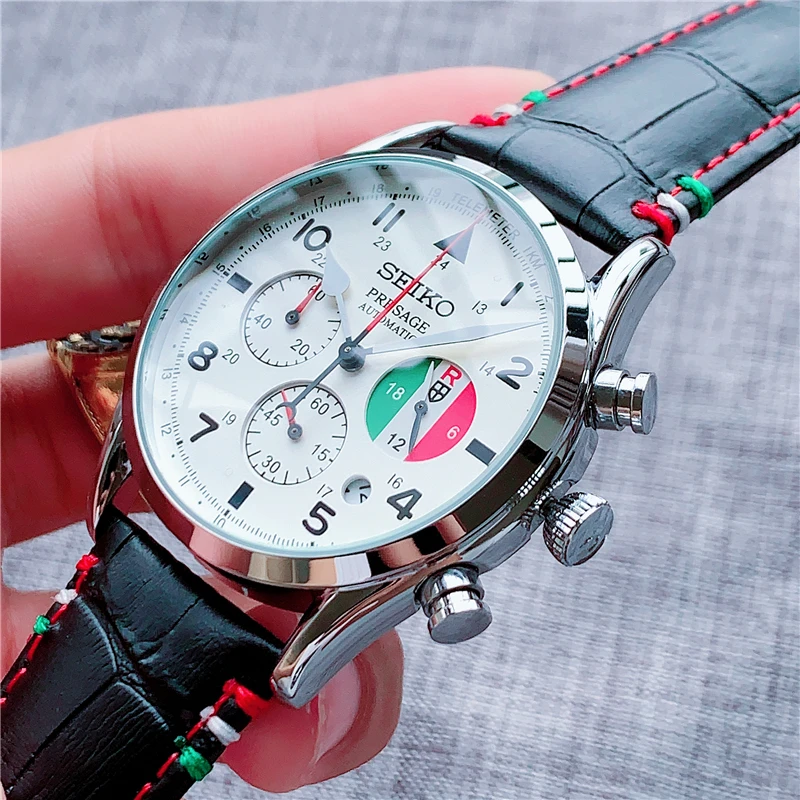 1:1 copia MenQuatz Relojes Reloj de pulsera clásico con correa de cuero y reloj