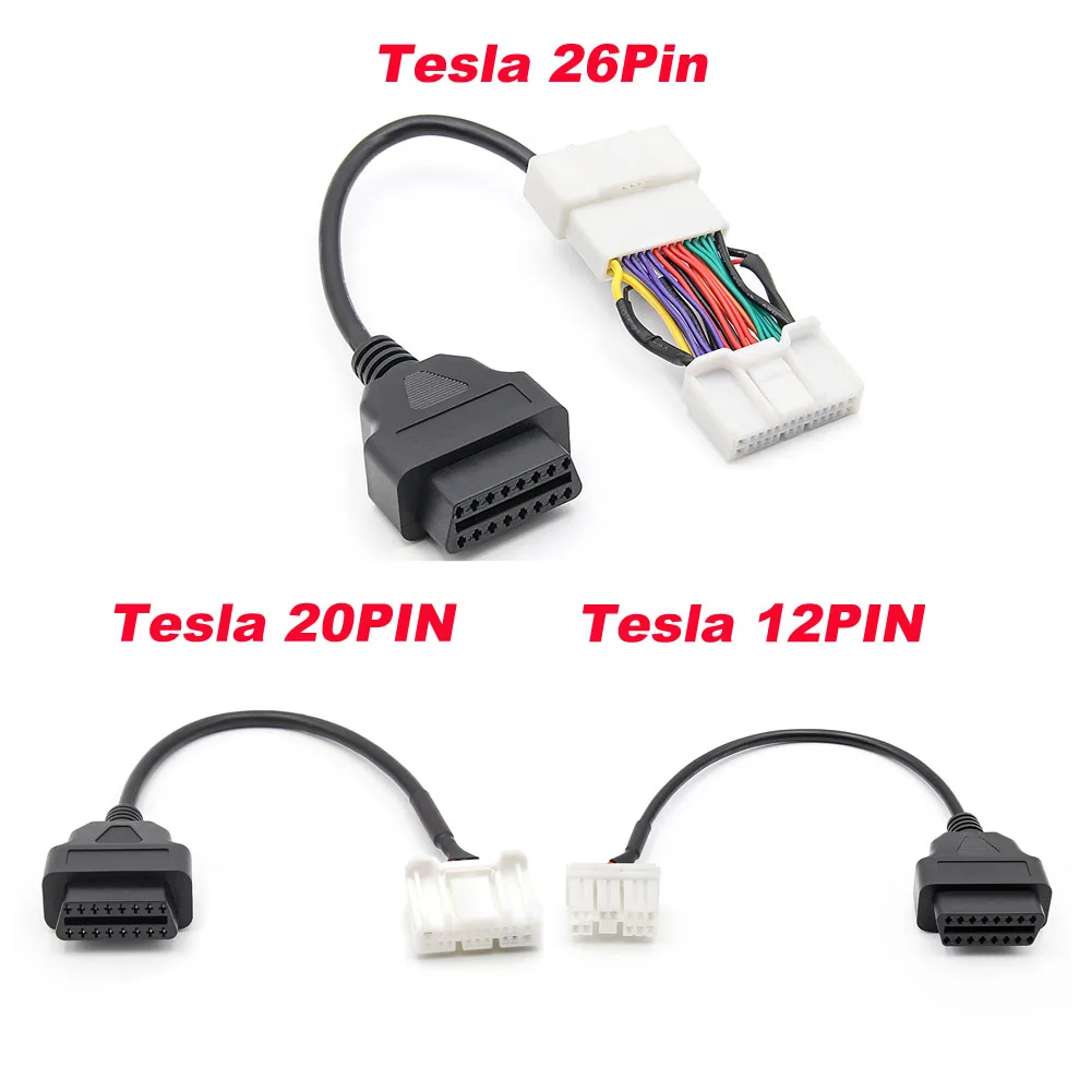 Cabo obd2 para tesla modelo 3 ferramentas de diagnóstico obd carro 12/20/26pin macho fêmea para 16pin cabo para tesla modelo y x adaptador automático