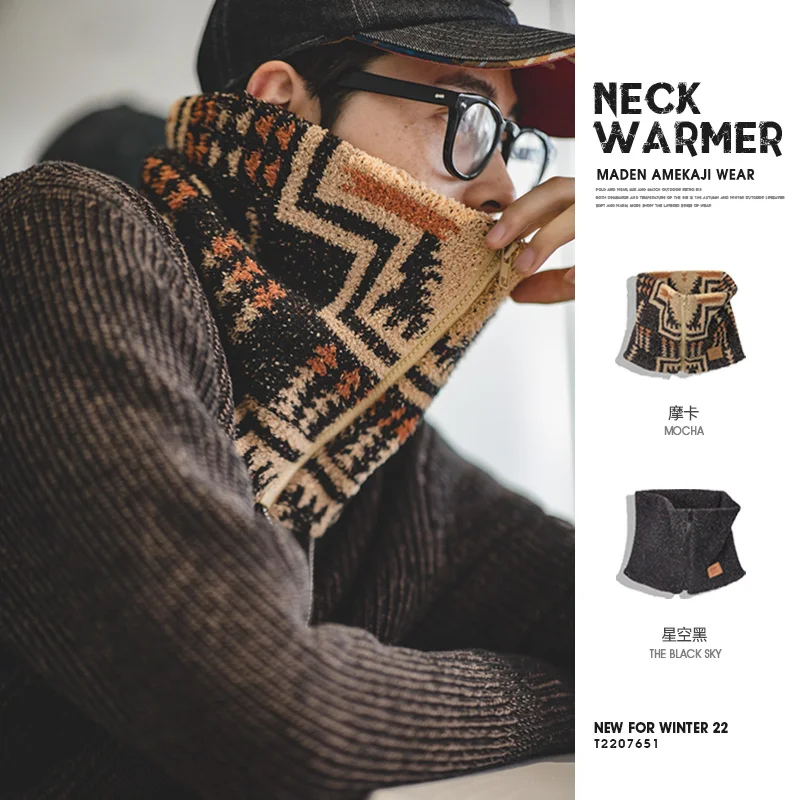 Maden Vintage bufanda calefactora de invierno para hombres cálido al aire libre con cremallera polar calentador de cuello esquí escalada ciclismo redecilla bufanda bufandas Collar