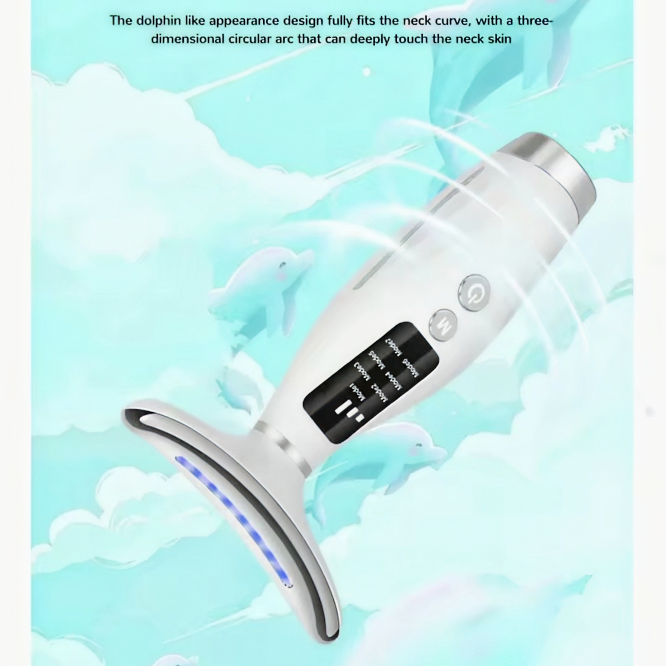 7色ガルバニックマシン - 顔と首の赤色光療法、しわ、二重あご、顔の振動マッサージツール