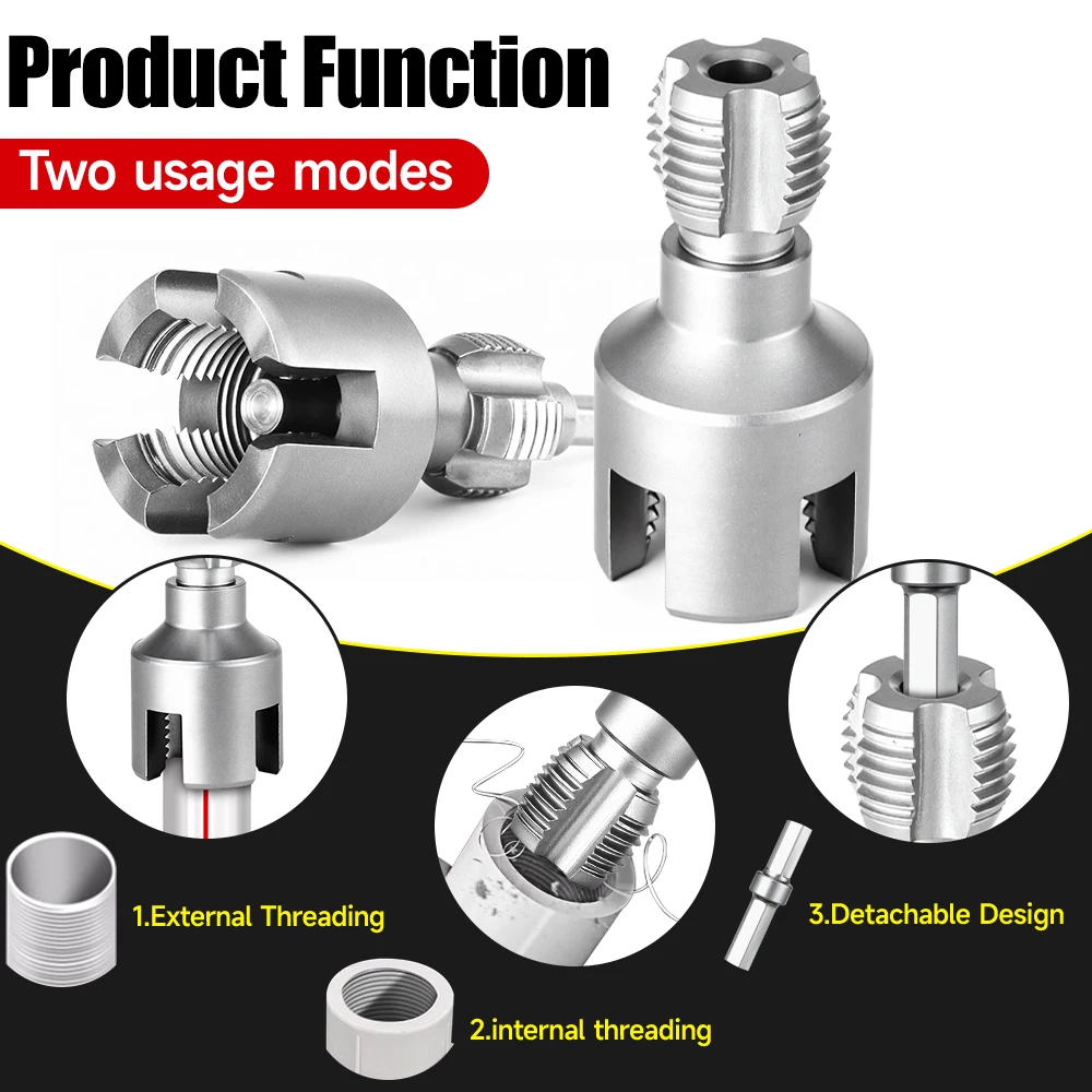 DN15/20/25 Pipe Threading Tool Hex Shank Die Internal External Threads 1/2&3/4&1 INCH Water Pipes PPR PVC MPP Detachable