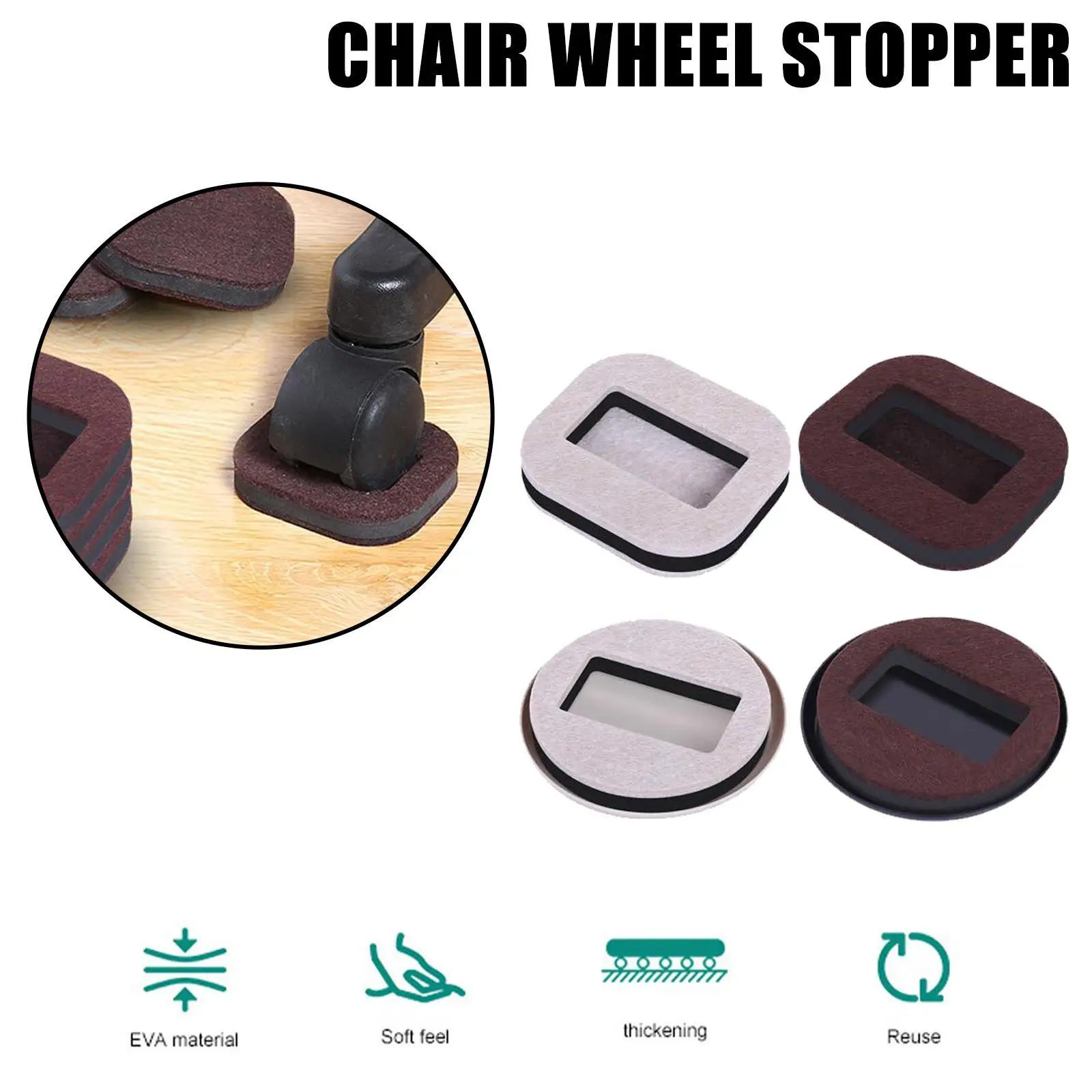 5pcs Office Chair Wheel Stopper Chair Fixing Shockproof Pad Furniture Caster Wheel Stopper Prevents Scratches Wood Floor Carpet