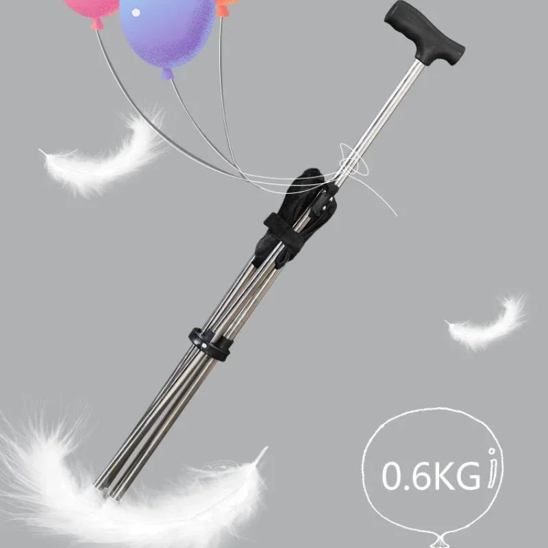 Silla con muleta plegable portátil para exteriores, taburete con muleta para caminar para personas mayores, sillas ligeras para escalar en montaña y playa, bastón para caminar