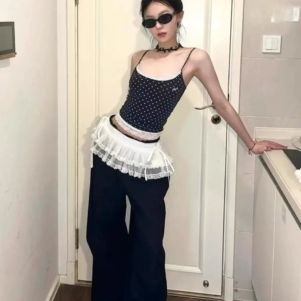 Mini jupes en dentelle Sweet Balletcore Y2k, jupes à volants de Style coréen, courtes, taille haute, rideau de fesses pour femmes